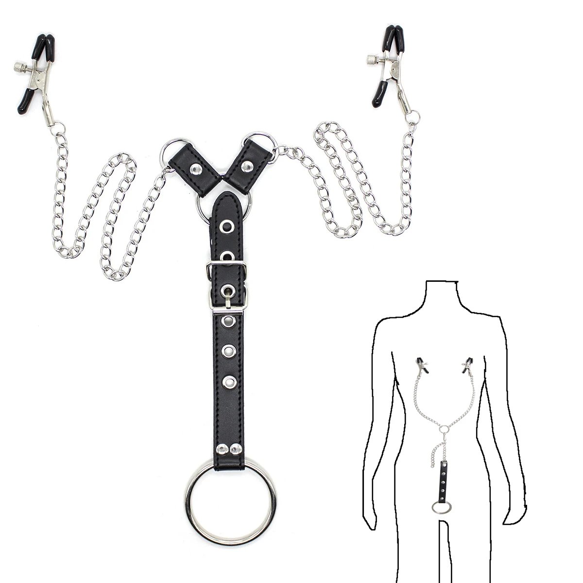 

Male Sex Products Nipple Clamps with Penis Cock Rings Nipple Clips Chastity Belt Sm Bondage Restraints Exotic Sex Games for Man