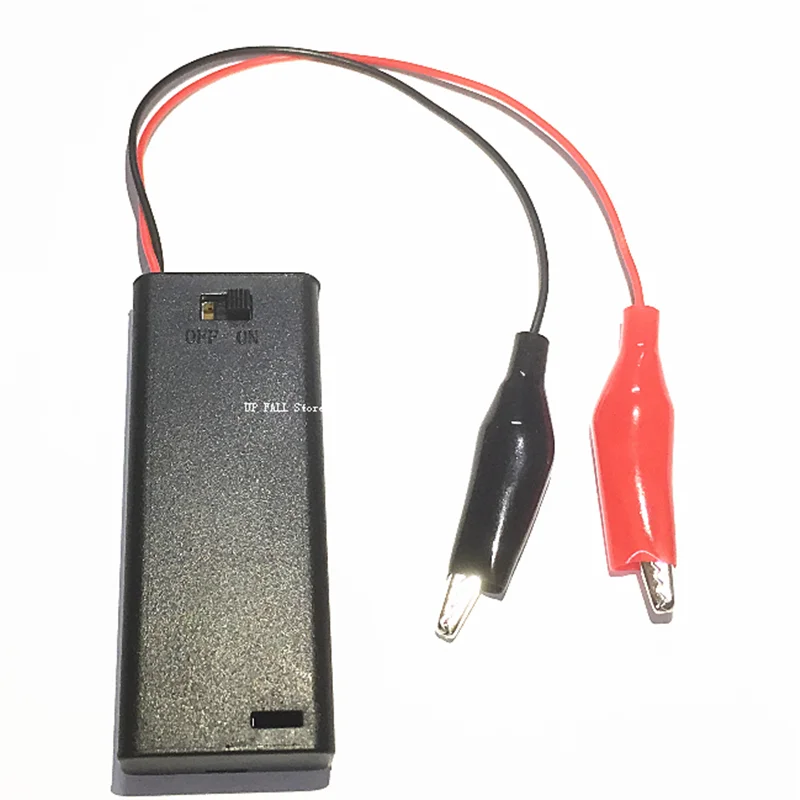 Caixa de bateria de qualidade 2aaa 3v 1.5v * 2, suporte com interruptor e clipe de jacaré, faça você mesmo