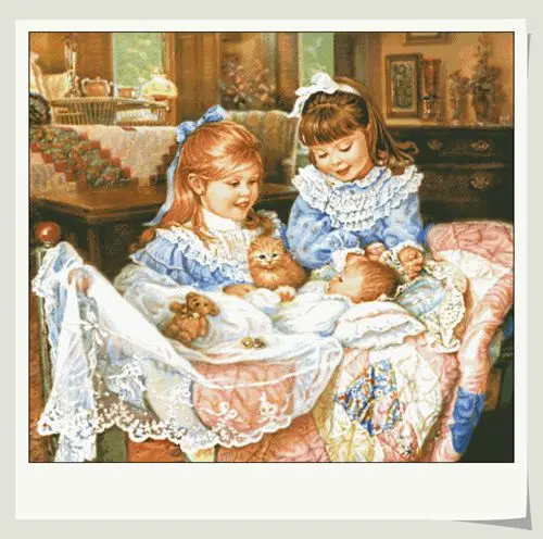 Cross Stitch Kits Cradle baby kid girl cute Crafts People Art Needlework 14CT Unprinted Embroidered Handmade Wall Home Decor