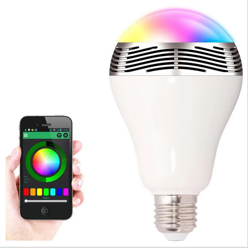 10pcs/lot Wireless Smart Bluetooth E27 LED Lighting Bulb With Playing Music Speaker Change Colour Via IOS And Android