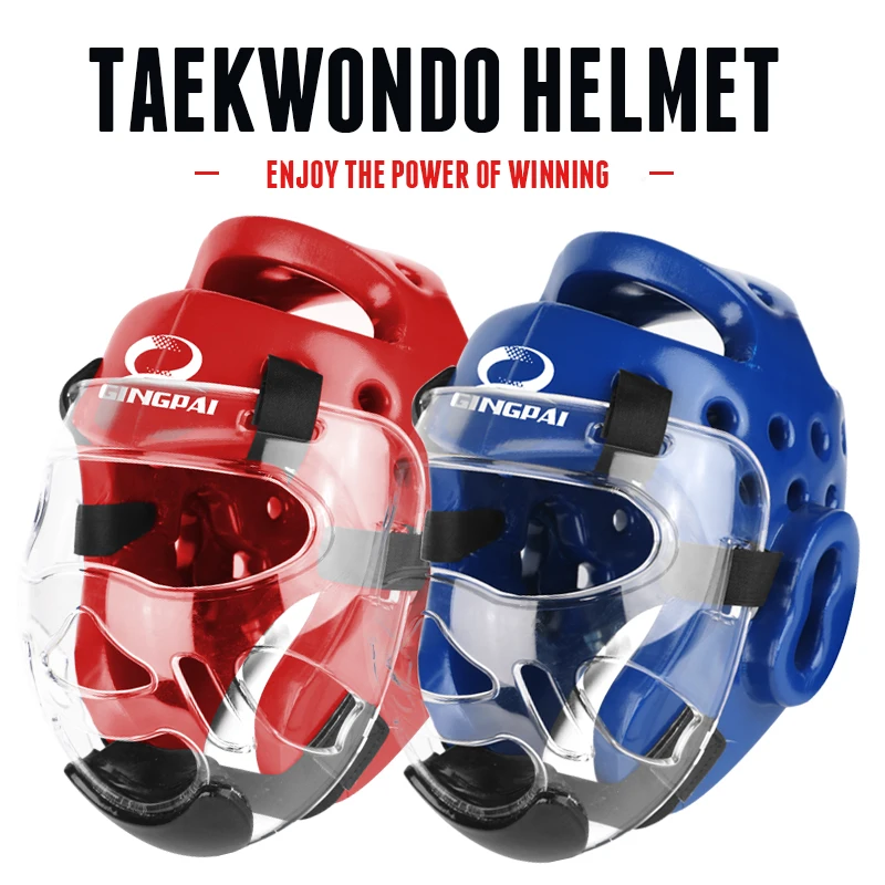 New karate Helmets White Safety helmet fitness kick Boxing Taekwondo headgear fighting head protectors with transparent guard