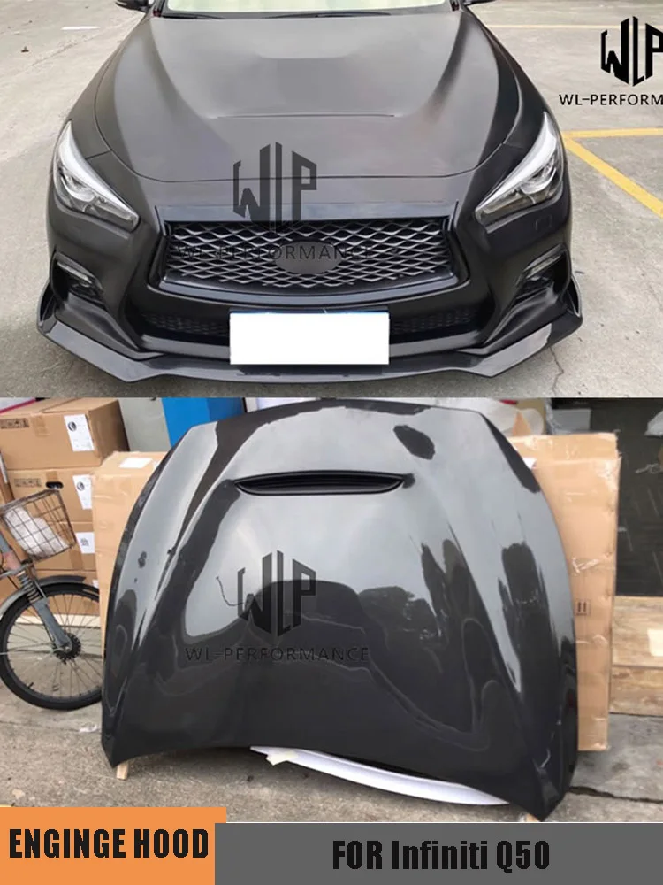 High Quality FRP / Carbon fiber Engine Hood Cover Bonnets Car Body Kit For Infiniti Q50 GTS Style 2014-UP