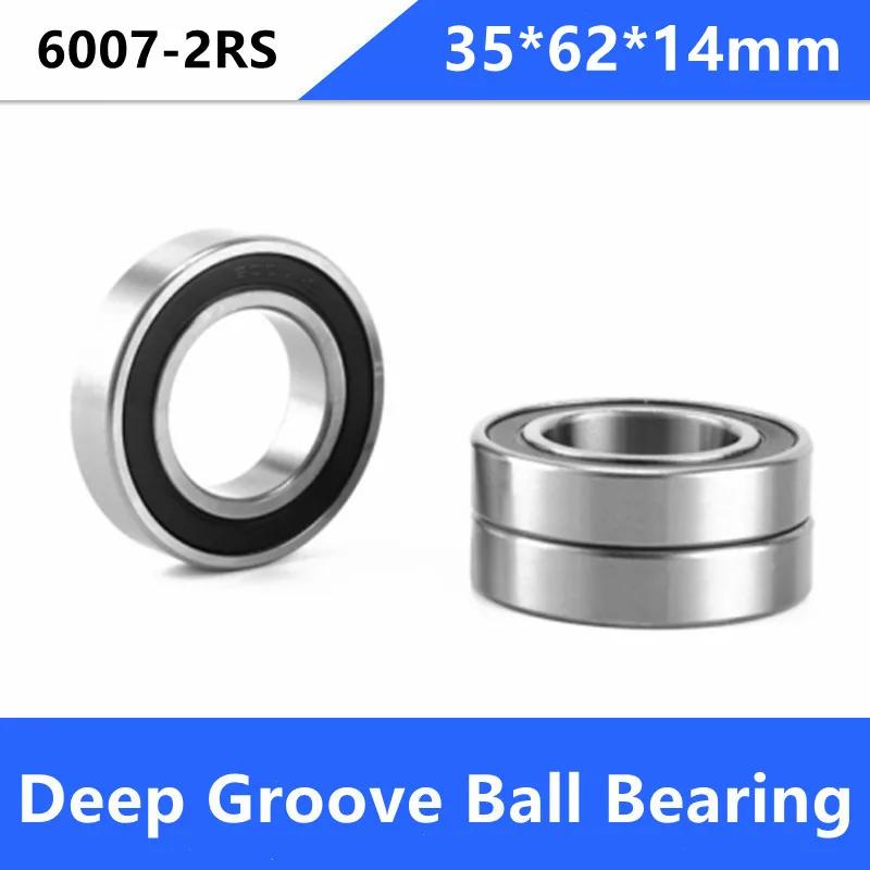 

100pcs/lot 6007-2RS 6007RS 6007 2RS rubber sealed deep groove radial ball bearing 35*62*14 mm