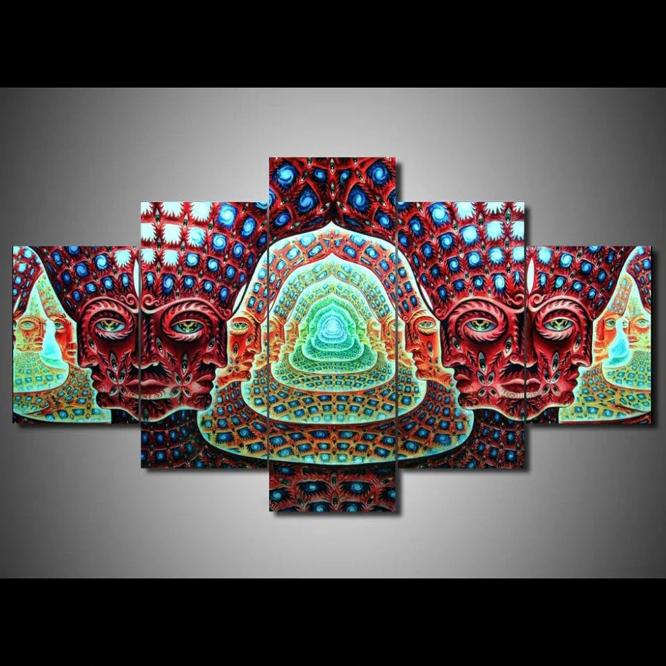 No Framed Canvas 5Pcs Space Tool Alex Grey Graphical Art Posters Pictures For Living Room Home Decor Paintings Decorations