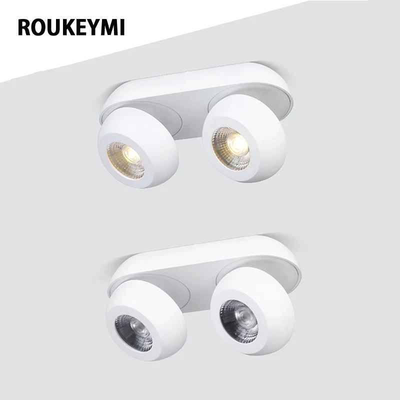 

ROUKEYMI Indoor Ceiling Led Lamps Nordic Adjustable Spot Light Surface Mount Modern Home Living Room Lighting Rotating Downlight