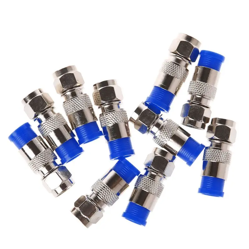 10Pcs RG6 RG59 Compression Connectors Coaxial Coax Cable Fitting Tools O-Ring