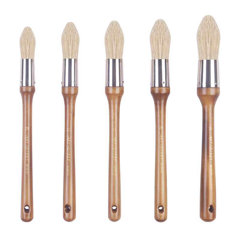 ArtSecret Big Head Brush BCW-01 Acrylic Oil Artist Large Stencil Single Hog Bristle Wooden Handle Painting Art-Supplies