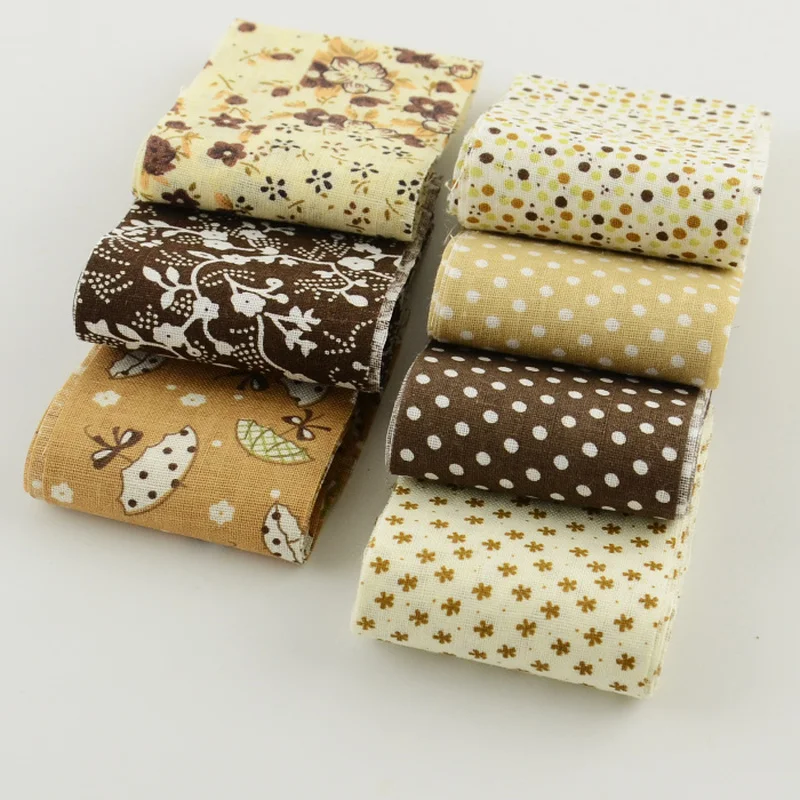 Coffee Color Theme 5cmx100cm 100% Cotton Fabric Strips 7pcs/Lot Jelly Roll for Scrapbooking Crafts Quilting Patchwork Tildas