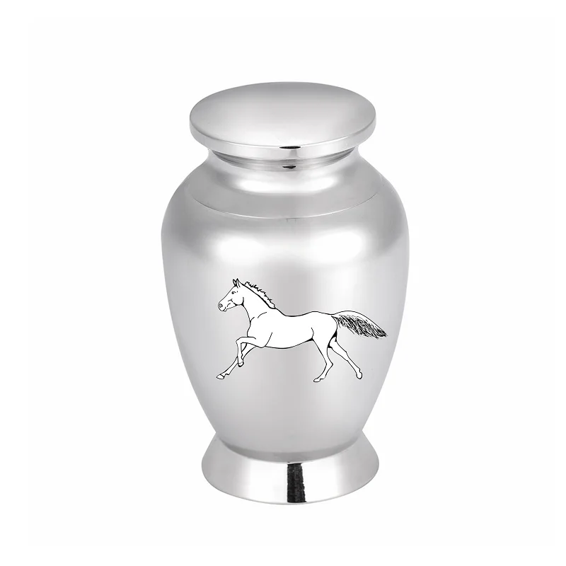 IJU117 Black Color Stainless Steel Pet Animal Ashes Holder for Beloved Horse Funeral Ashes Cremation Mini Urn/Jars