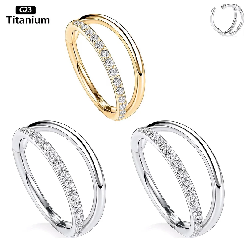 

16G F136 Titanium Piercing Nose Ring Earrings Hoop Zircon Septum Clicker Hinged Segment Ear Cartilage Tragus Helix Body Jewelry
