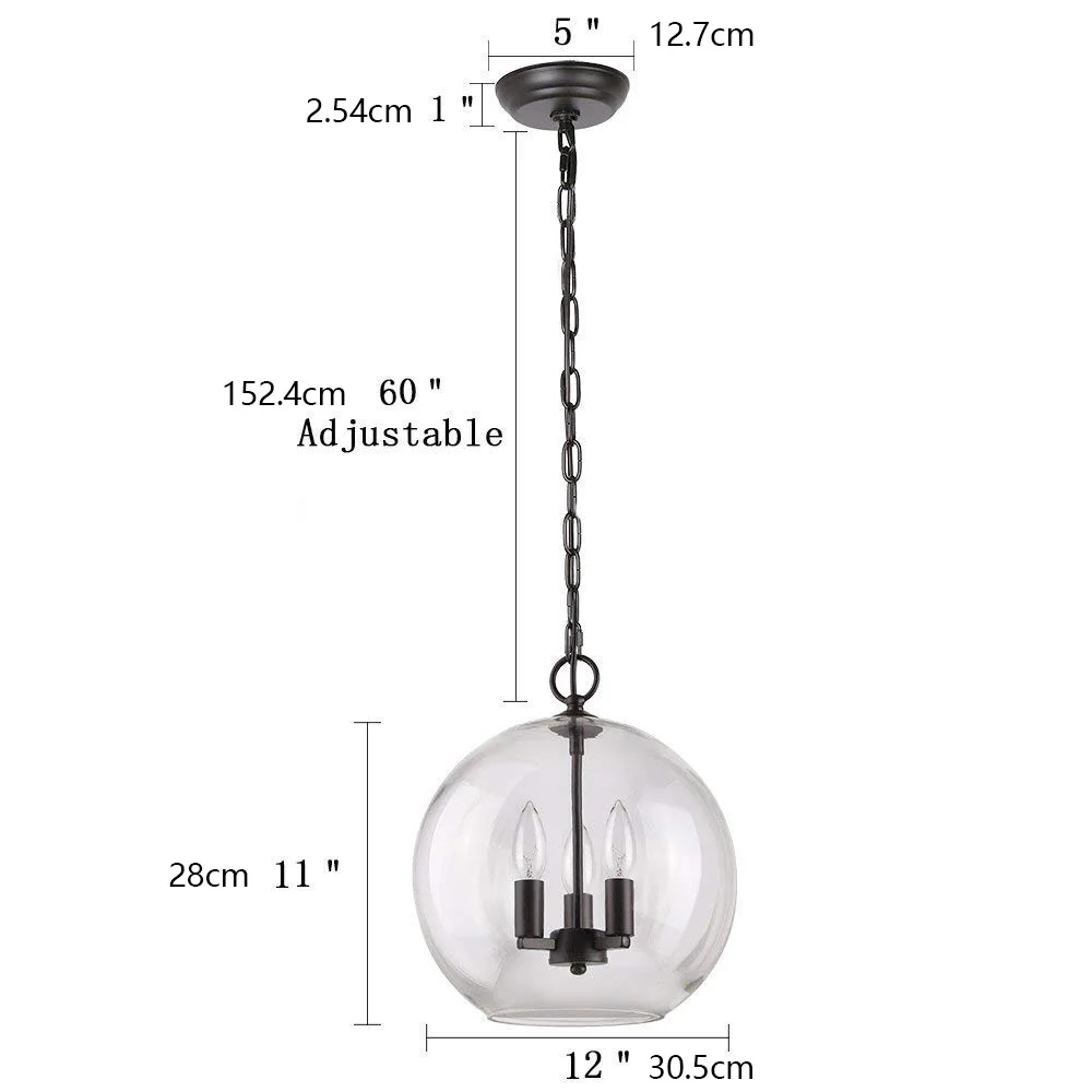 Imagem -02 - Loft Americano Criativo Bola de Vidro Pingente Lâmpada para Sala Estar Café Quarto Jantar Interior Pendurado Luminária 3xe14