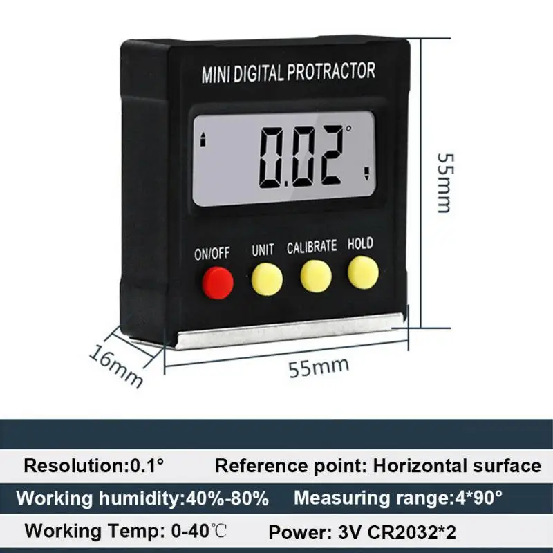 Novo 3 Em 1 360 ° Eletrônico Digital Nível Caixa Transferidor Magnético Base Angle Finder Bolha Backlight Angle Ruler Ferramentas de Medição