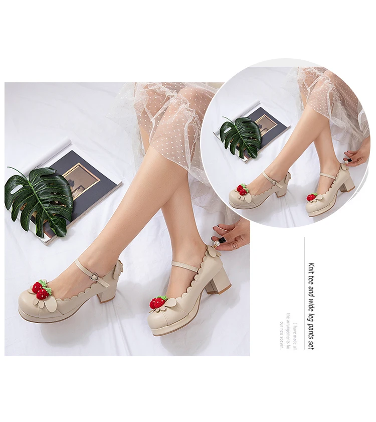Lolita Tea Party Shoes Japanese Bow Mid Heel Student Shoes Sweet Girl Shoes Lolita uniform shoes sweet student princess shoes