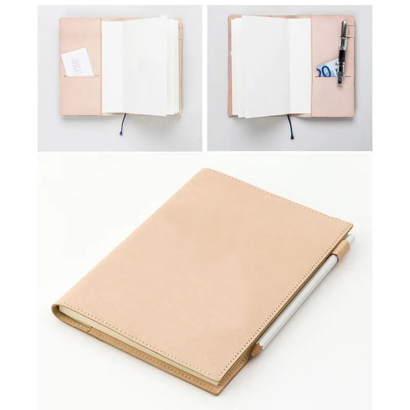 Planificateur de carnet de croquis avec grille, couverture en cuir véritable 100% A5A6B6, carnet de notes et journal intime rétro, papeterie