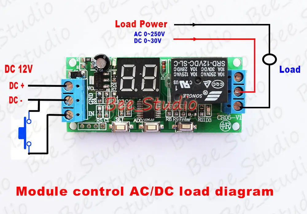 DC 5V/ 12V/ 24V Digital Trigger Multifunction Relay PLC Cycle Turn ON/OFF Timer Module Delay Time Switch LED Display