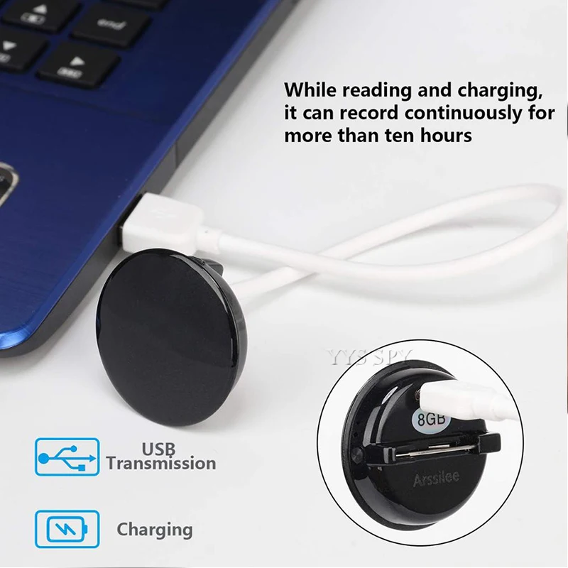 Mini Audio Recorder Badge Pin USB U Disk Voz Pocket Small Digital Wearable Voice Activated Sound Recording Music Player Gadget