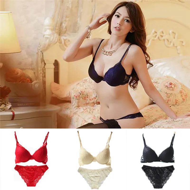 HIRIGIN Newest Women\'s Push Up Embroidery Sexy Lace Floral Bra Sets Panties Underwear 5 Colors