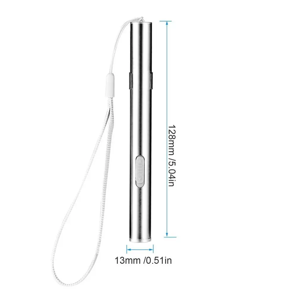 Medical Handy Pen Light USB Rechargeable Mini Nursing Flashlight LED Torch + Stainless Steel Clip Quality Professional