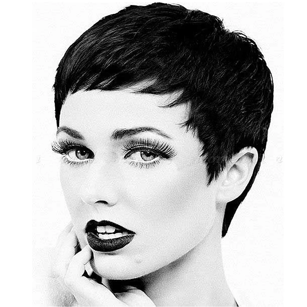 Synthetic Short Straight Wig With Bangs For Women Heat Resistant Hair Natural Black Brown Blonde Orange Wigs