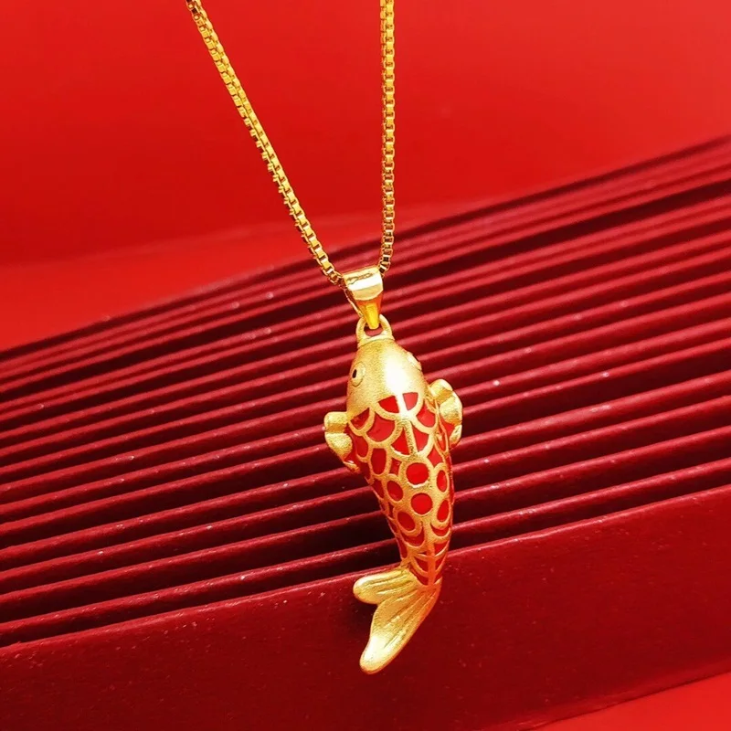 OMHXFC Jewelry Wholesale YM2365 European Fashion Fine Woman Girl Party Birthday Wedding Gift Gold Fish 24KT Gold Pendant Charm