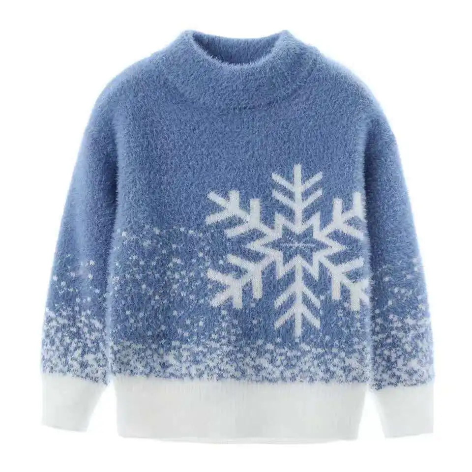 

velvet snow flowers girls thermal sweaters fall kids pullover knitted wear children's clothes