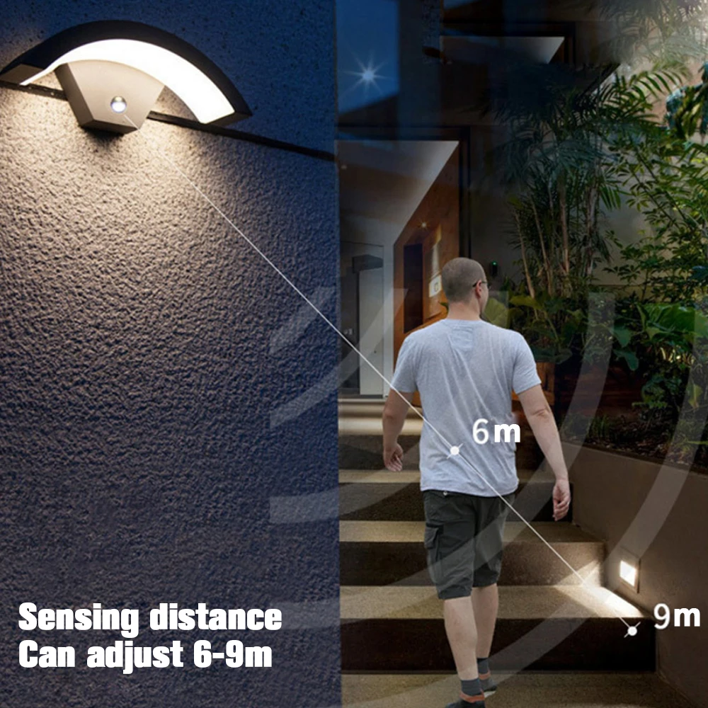 Imagem -03 - Luminária de Parede Moderna com Sensor de Movimento Pir Lâmpada Led à Prova de Umidade para Varanda Iluminação Ip65 para Jardim Doméstico à Prova Dágua