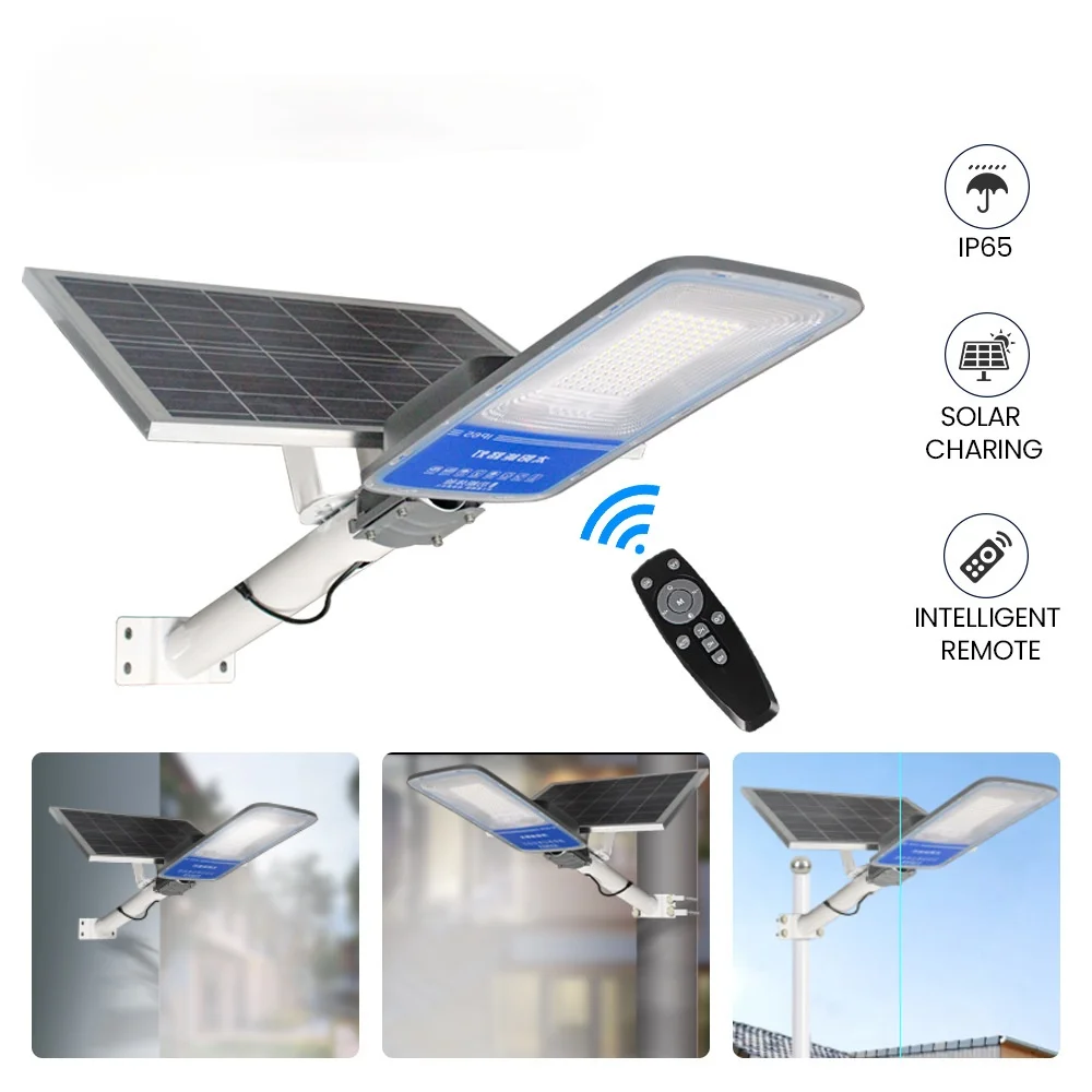 Automatic light control LED solar split street light with remote control IP65 waterproof outdoor solar light with integral foam