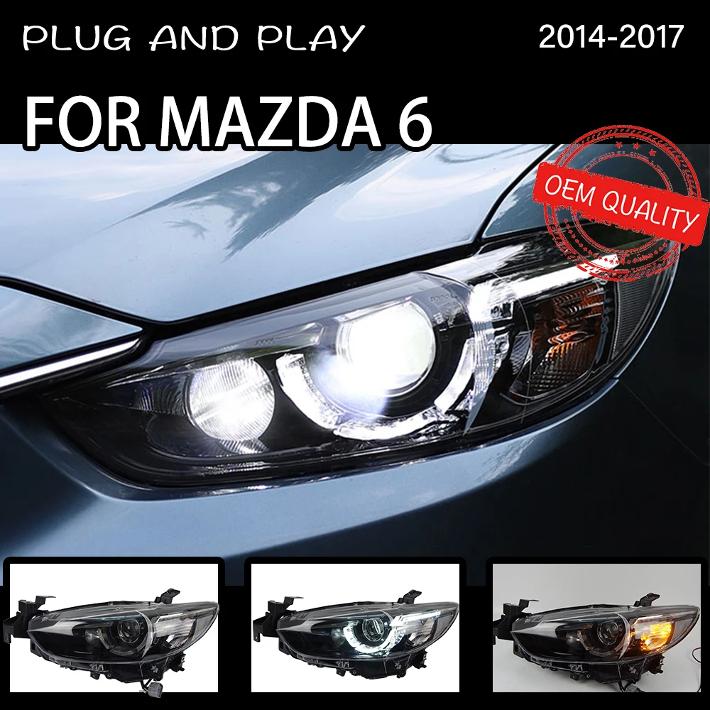 Head Lamp For Mazda 6 2013-2017 Headlights Fog Lights Daytime Running Lights DRL H7 LED Bi Xenon Bulb Atenza Car Accessories