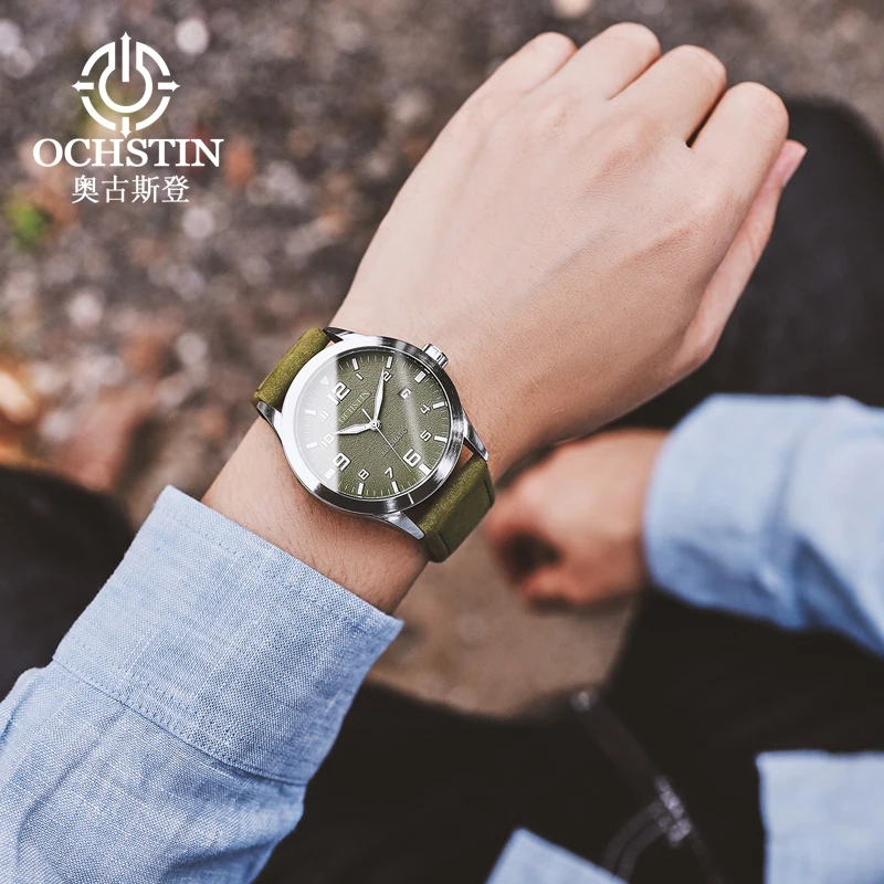 OCHSTIN Automatic Mechanical Watches Men Leather Strap Calendar Mechanical Wristwatches Fashion Business Male Clock Reloj Hombre