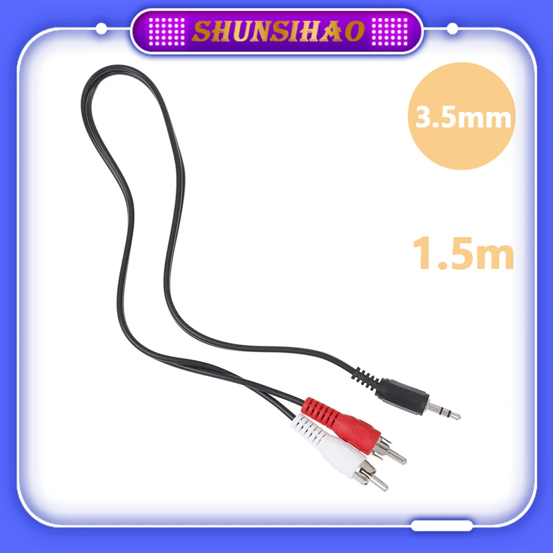 ShunSihao Aux 3.5mm plug socket to dual 2 RCA Male Cable stereo PC audio distributor auxiliary to 2 RCA Audio Cable