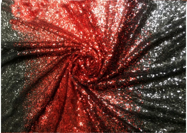 Red and black gradient sequins fabric children\'s wear DIY dress performance clothing sequin fabric  Wedding costumes, fabrics