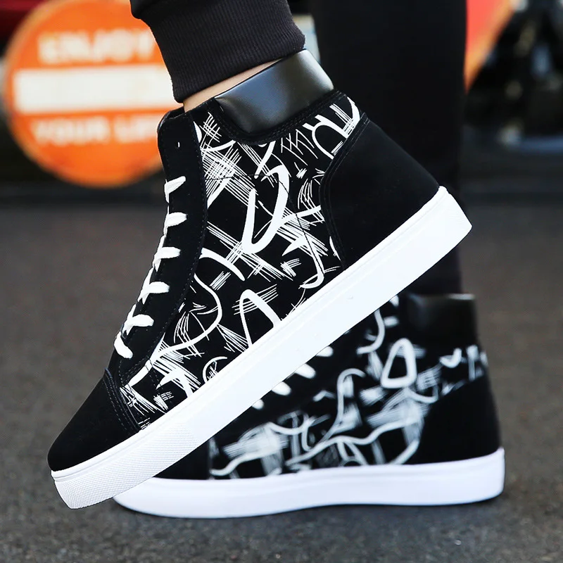 hot9 High top Sneakers Men Canvas Shoes Cool Street Shoes Young Male Sneakers Black Blue Red Mens Causal Shoes