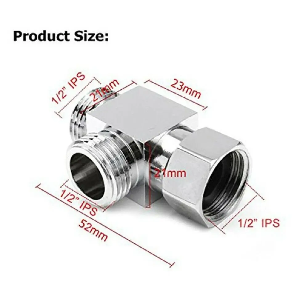 1 Máy Tính Bằng Đồng Mạ Crom 3 Cách Diverter Vòi Lắp Tee T Hình Adapter Tắm Van 1/2''