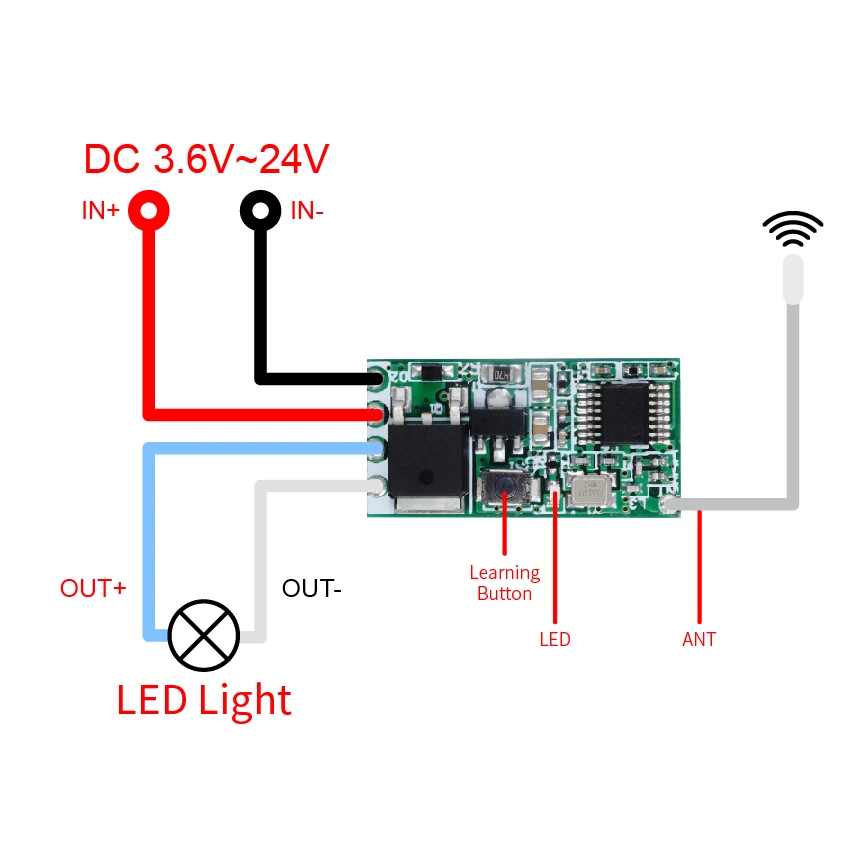 5 قطعة العالمي اللاسلكية التحكم عن بعد التبديل 433 Mhz 1CH RF التقوية استقبال مايكرو وحدة LED ضوء تحكم DC 3.6V-24V DIY