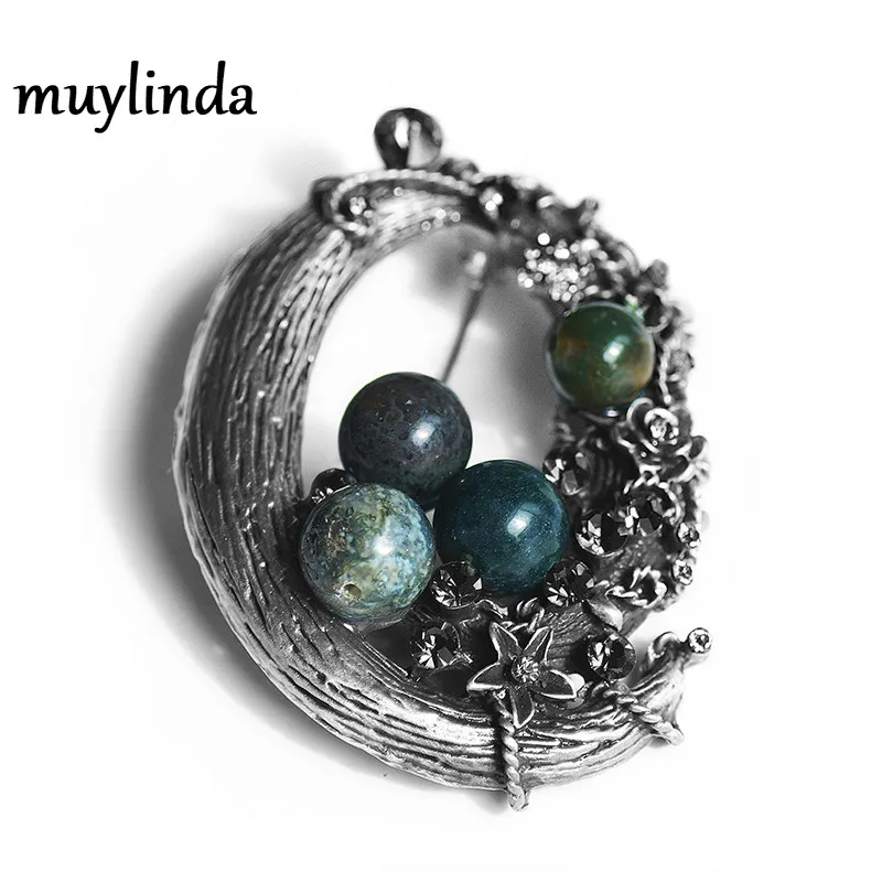 Muylinda Vintage Flower Brooch Natural Metal Stone Brooches And Pins Women Scarves Brooches Clips Accessories Gift For Women