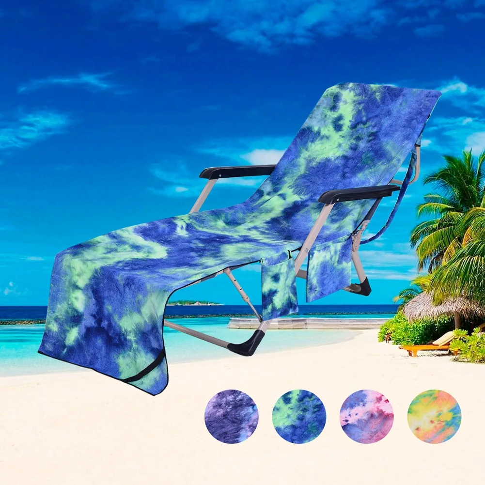 Tie-Dye Microfiber Beach Towel Recliner Set Beach Chair Towel Bath Towel Hot Selling Single Layer 600G