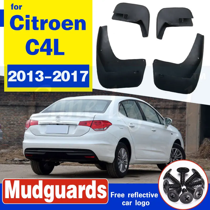 Set Molded Car Mud Flaps For Citroen C4 L C4L 2013-2017 Sedan Mudflaps Splash Guards Mud Flap Mudguards Fender 2014 2015 2016