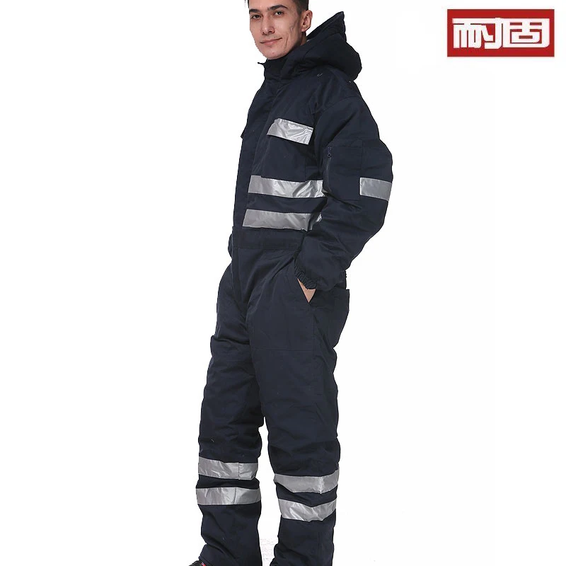 Solid-resistant conjoined work cold-proof clothing cotton-padded clothes winter men\'s thickened warm outdoor reflective