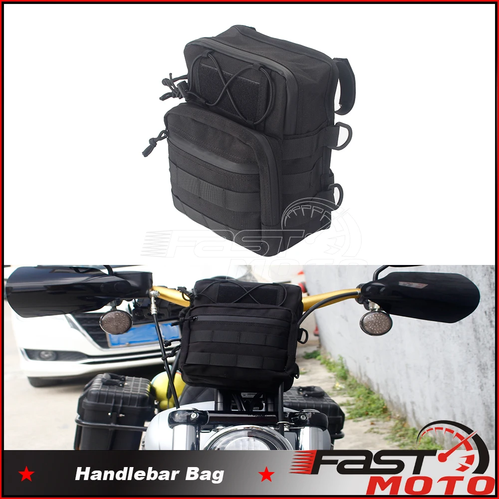 Universal Club Style Molle Traveller Bar Bags Handlebar T-Bar Bag For Harley Softail Dyna Sportster Tool Pouch Trunk Storage Bag