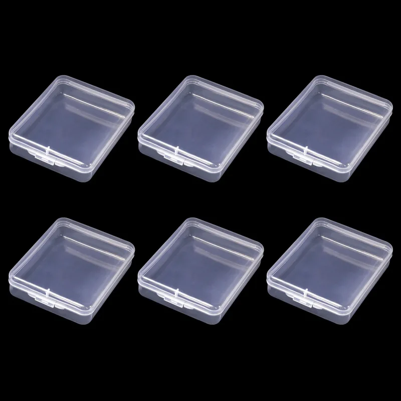 6PCS Clear Lidded Small Plastic Box For Trifles Parts Tools Storage Box Jewelry Display Box Screw Case Beads Container