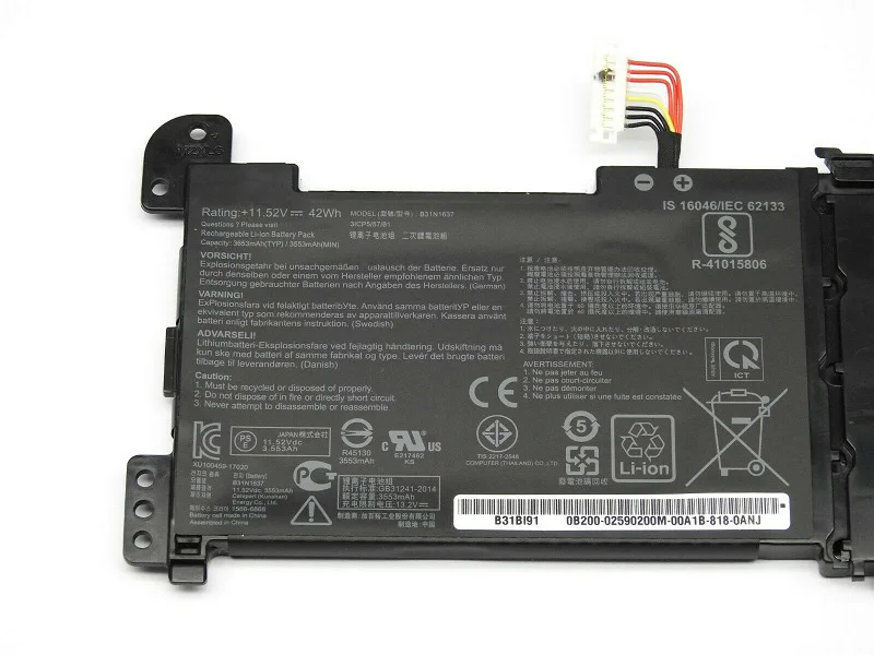 Imagem -04 - Supstone Genuine Bateria do Portátil para Asus F510ua S510uq X510un1a B31n1637 B31bi9h S5100u X510ur3b C31n1637 X510uq F510uf S510un