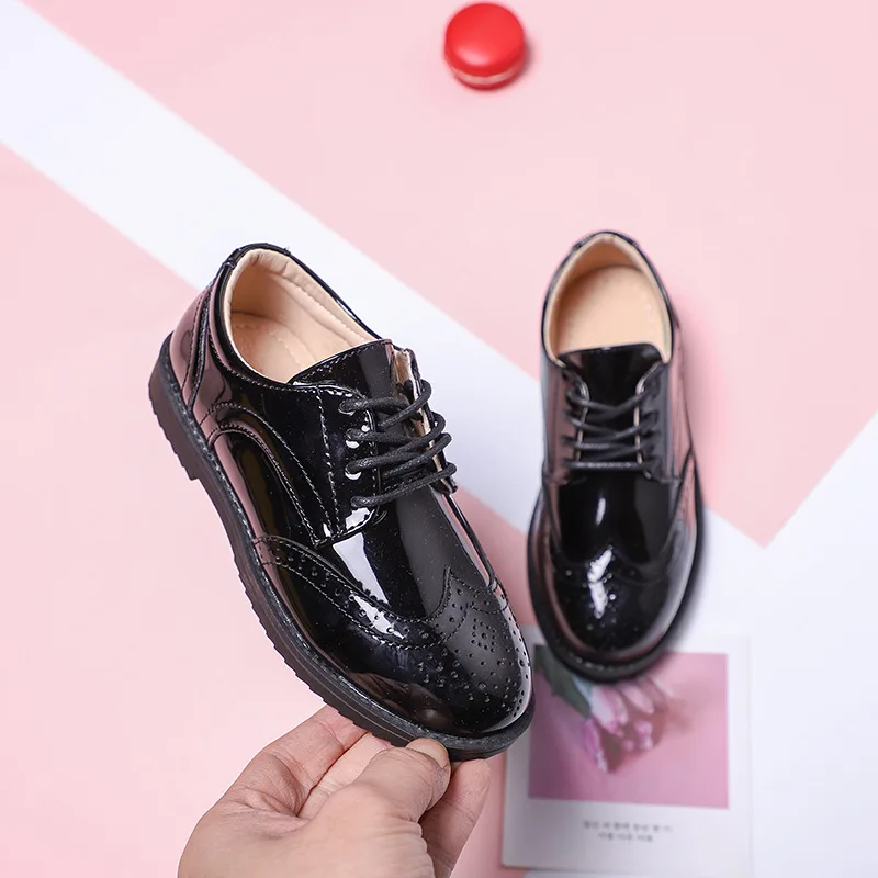 Teens Kids Boys Shoes 2020 For Children Patent Leather Dance Shoes School Show Spring 2021 3 4 5 6 7 8 9 10 11 12 15 16 Year Old