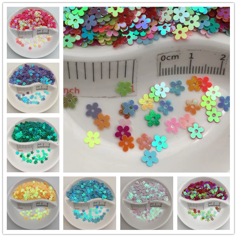 Paillettes sciolte in PVC a forma di fiore, Paillettes glitterate per Nail Art, Manicure, cucito, decorazione di nozze, coriandoli, 20g, 5mm