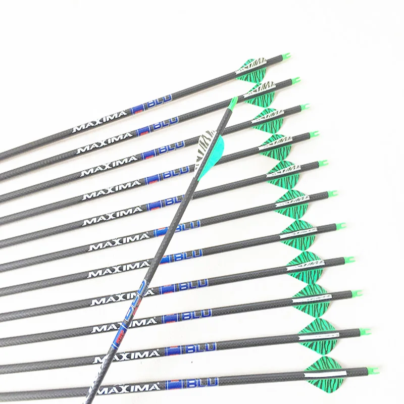 

6/12pcs Carbon Arrows 340 Spine ID6.2mm 3K weave arrow shafts 100gr Arrowhead for compound bow hunting