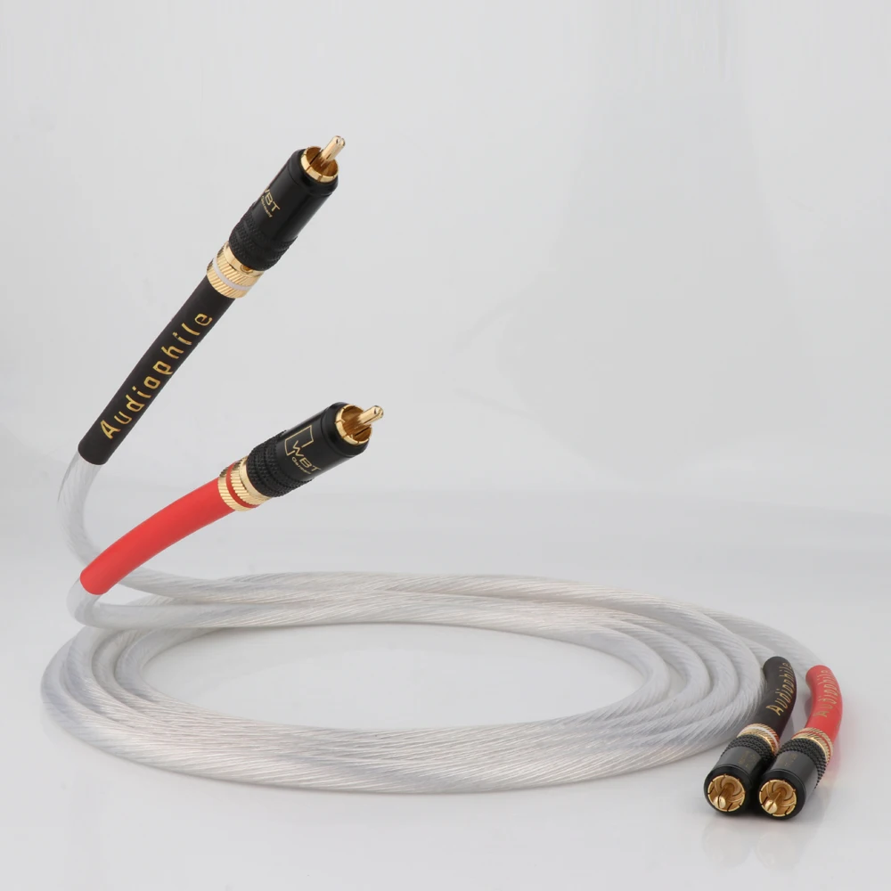 Hi-End สาย RCA Audiophine 5N OCC Silver Plated RCA Interconnect Audio สายแบบอะนาล็อก Phono สาย HiFi สัญญาณสายขยาย
