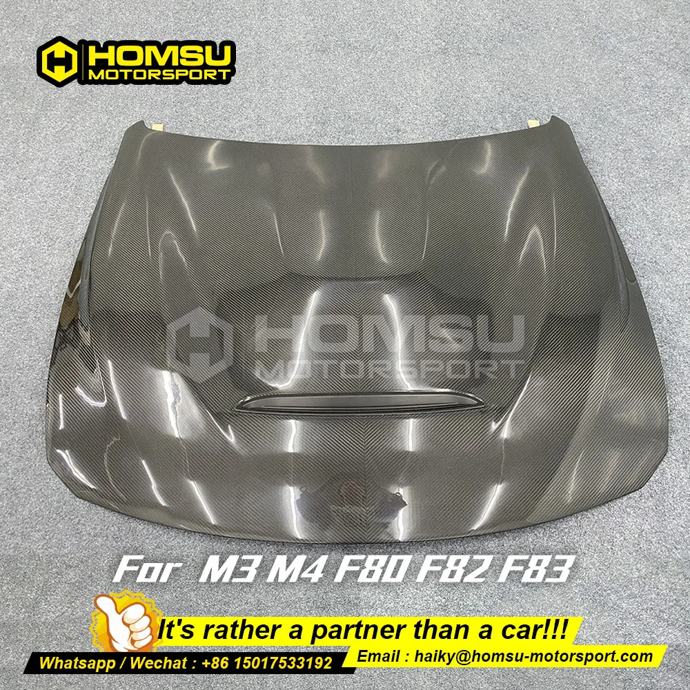 High quality GTS style carbon fiber front hood for bm w F80 F82 F83 in GTS style carbon front bumper hood For M3 M4  Dropship