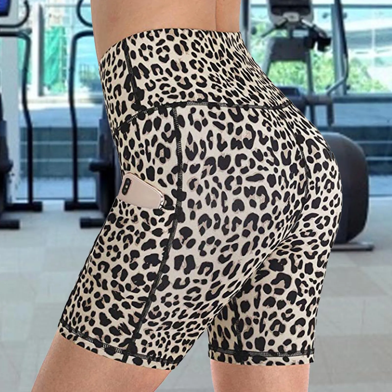 Women shorts Leopard Snake print Leggings hip-lifting fitness shorts side pocket Tight hot pants Middle waist lady yoga pants