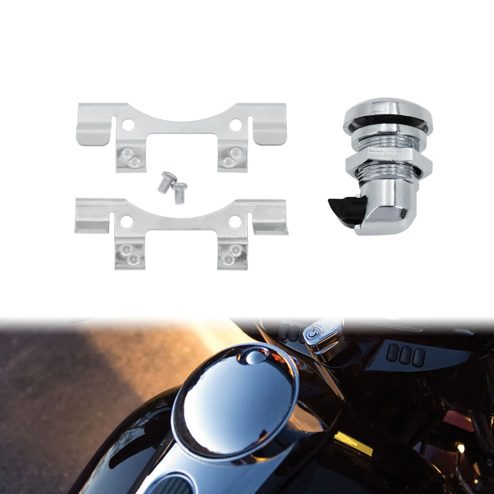 Motorcycle CNC Door Latch Push Button Gas Oil Cap Tank Black/Chrome For Harley Touring Street Electra FLTR FLHX FLHTK 1992-Up