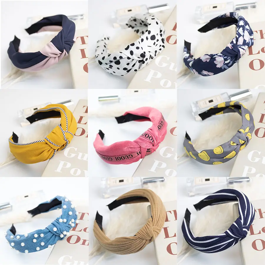 2020 New Flower Headbands For Women Hair Hoop Knot Turban Headband Elastic Hairband Hair Accessories for Girls No Slip Stay