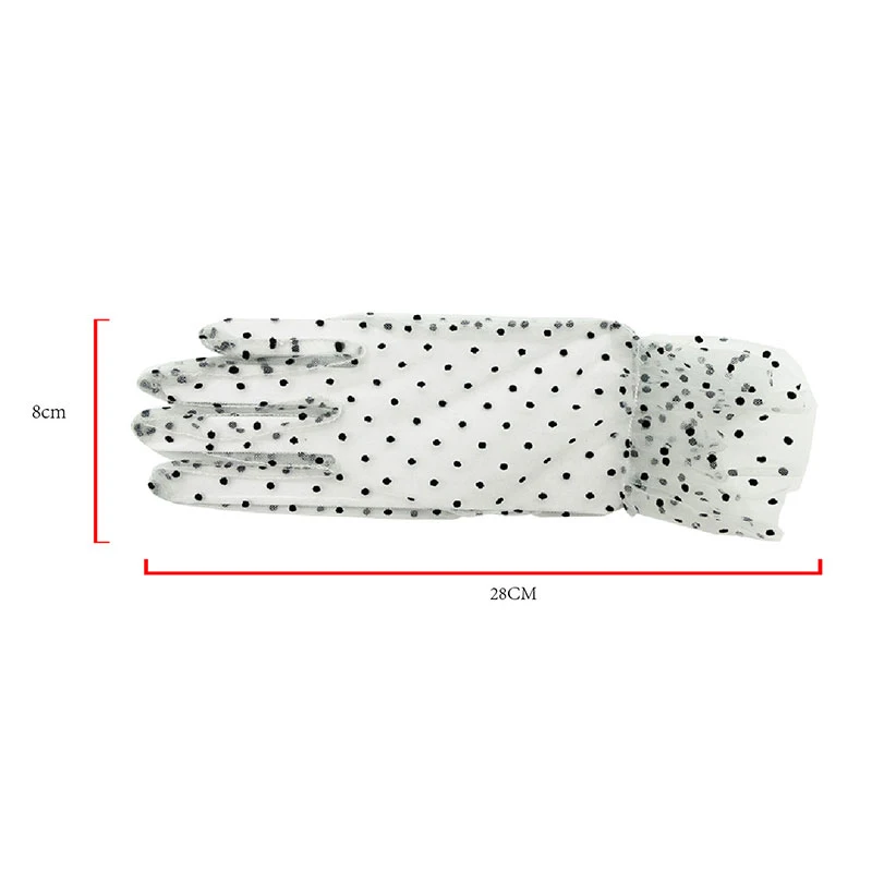 Sexy Summer Transparent Party Gloves Women Short Tulle Gloves Lace Mesh Gauze Ultra Thin Stretchy Lace Spots Lotus Leaf Sheers